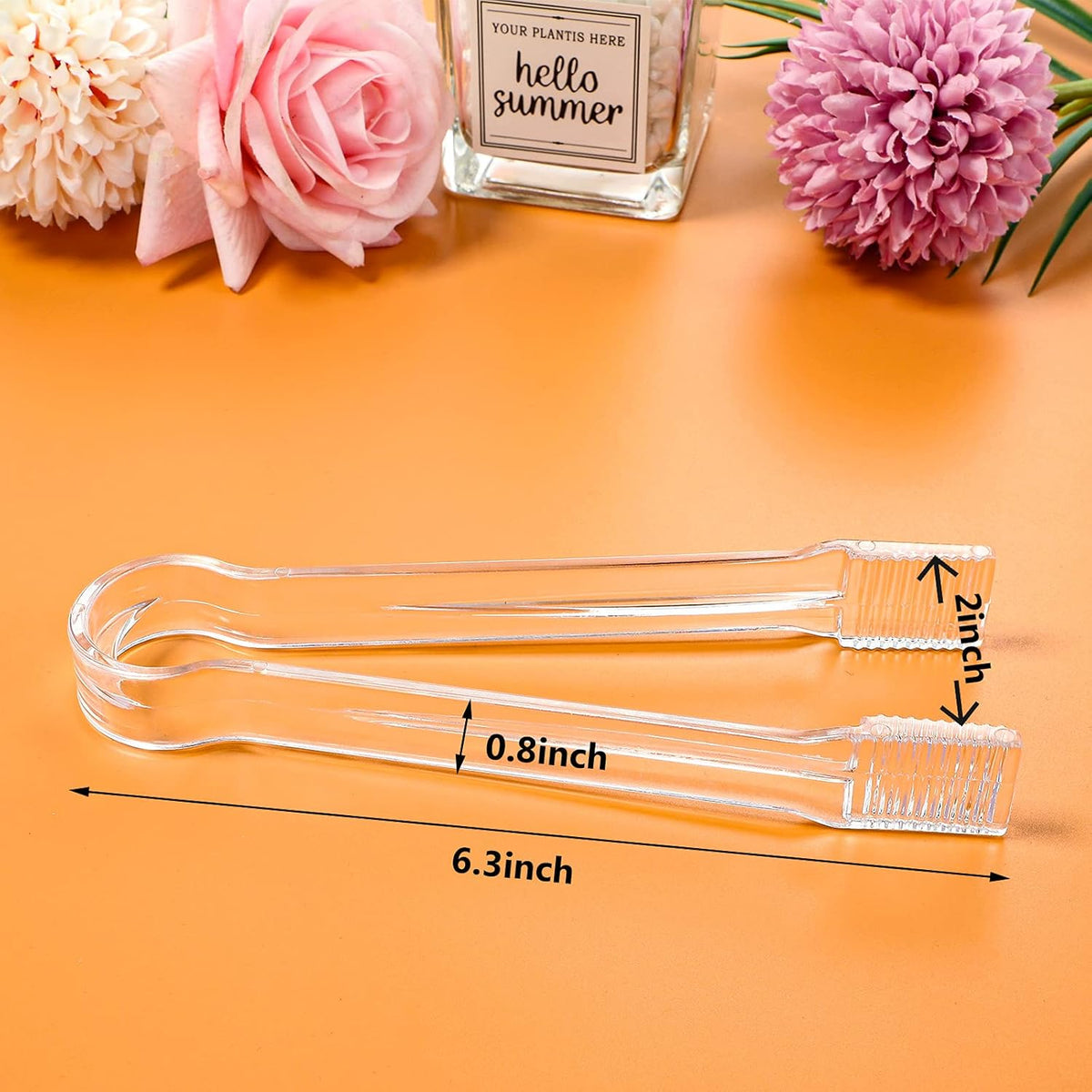 Roshtia 12 Pcs Plastic Serving Tongs Mini Kitchen Tongs Utility and Plastic Kitchen Scoops Clear Ice Scoop Mini Clear Buffet Scoop for Candy Dessert Buffet Ice Snack Coffee Tea