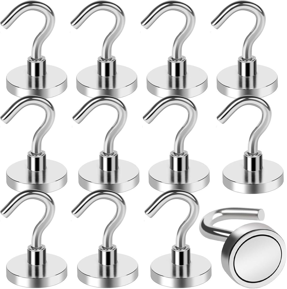 LOVIMAG Magnetic Hooks for Cruise Cabins, 40lbs Magnetic Hooks for Classroom, Strong Magnets with Hooks for Hanging, Neodymium Magnet Hooks for Fridge, Ceiling, Locker, Camper, Travel-12 Pcs