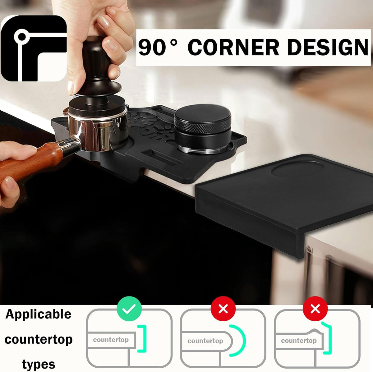 Espresso Tamping Mat - 2PCS Coffee Tamper Mat Food Grade Silicone 6mm Thick Waterproof Heat Resistant Tamp Mat Station for Espresso Machine Accessories, Multi-Use for 51/53/58mm Portafilters Matt