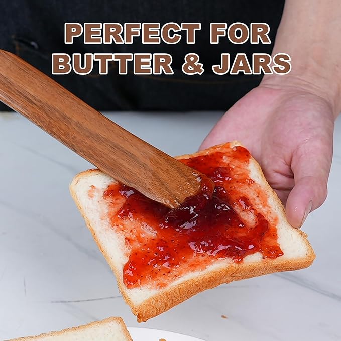 2 Pack Wooden Spurtle for Sourdough Starter, Mixing, Reaching Bottom of Jar, Dough Whisk, Long Handle Jar Spatula, Spurtles Kitchen Tools Teak Wood Kitchen Utensils kit for Baking, Cooking