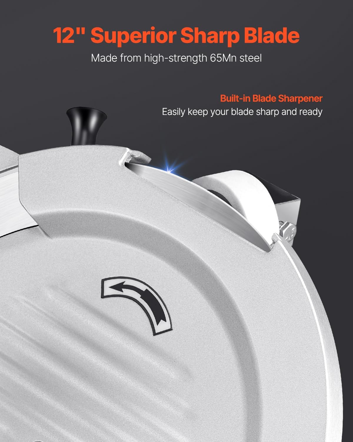 VEVOR Automatic Meat Slicer, 180W + 370W Deli Slicer with a 12 inch Premium 65Mn Blade, 0-0.3 inch Adjustable Thickness, Electric Food Slicer Machine for Meat, Vegetables, Hard Bread, and Cheese