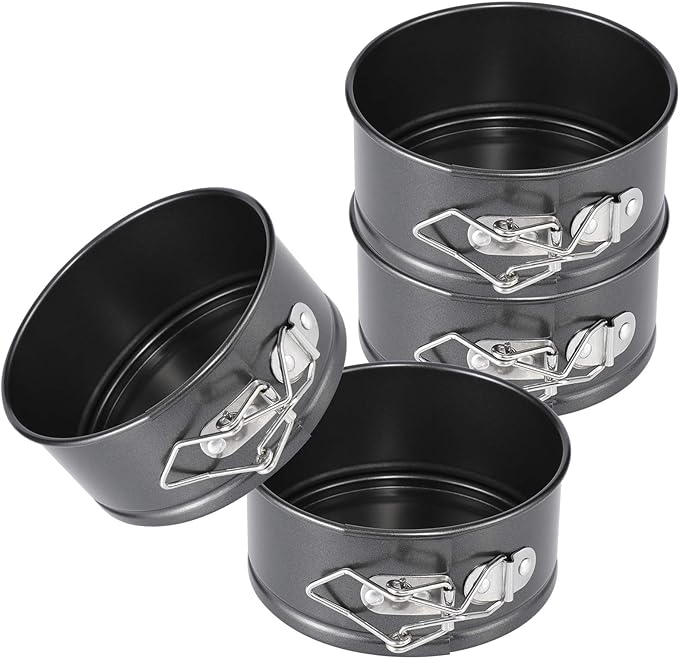 Hiware 4-Inch Mini Springform Pan Set - 4 Piece Small Nonstick Cheesecake Pan for Mini Cheesecakes, Pizzas and Quiches
