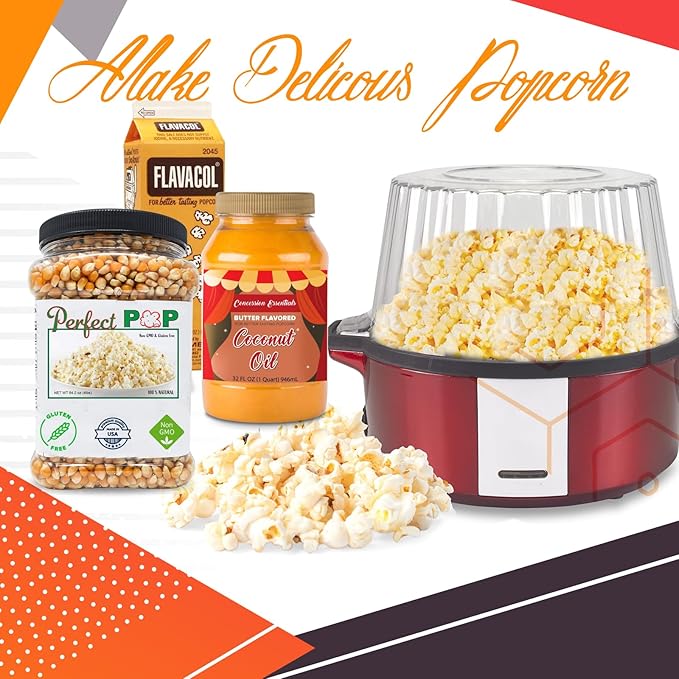 Perfectware Popcorn Kit- (Includes 35oz Popcorn Season Salt, 4lbs Yellow Kernels, and 32oz Butter Flavored Coconut Oil, Plain,PW-Popcorn Kit-3