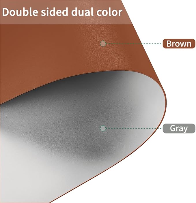 Leather Table Cover,1.8mm Thick,40x40 Inch Table Protector,Table Protector for Dining Room Table,Dining Table Cover,Table Cover Protector.(Brown+Gray,40x40)