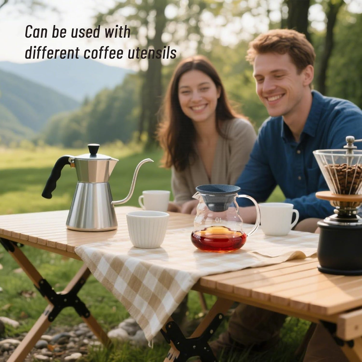 Pour Over Coffee Dripper Set, Reusable Ceramics Coffee Filter, Paperless Single Cup Coffee Maker with Non-Slip Stand, Drip Coffee Maker with Metal Coffee Filter Holder