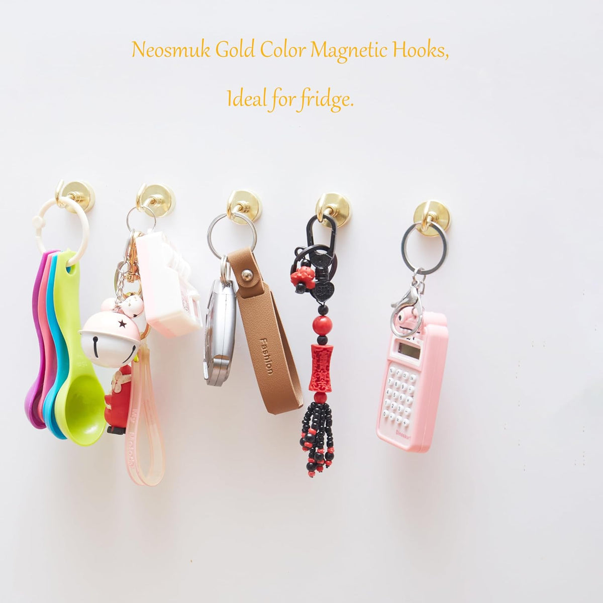 Neosmuk Magnetic Hooks,Heavy Duty Earth Magnets with Hook for Refrigerator, Extra Strong Cruise Hook for Hanging, Magnetic Hanger for Cabins, Grill (Gold, Pack of 10)