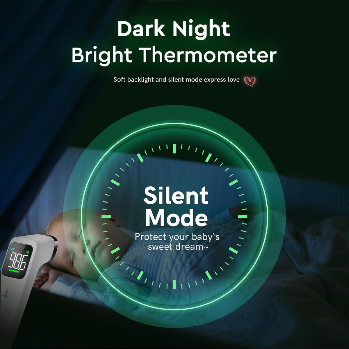 Touchless Thermometer for Adults and Kids, Fast Accurate Thermometer with Fever Alarm, 1S Reading & Silent Mode (LED-White)