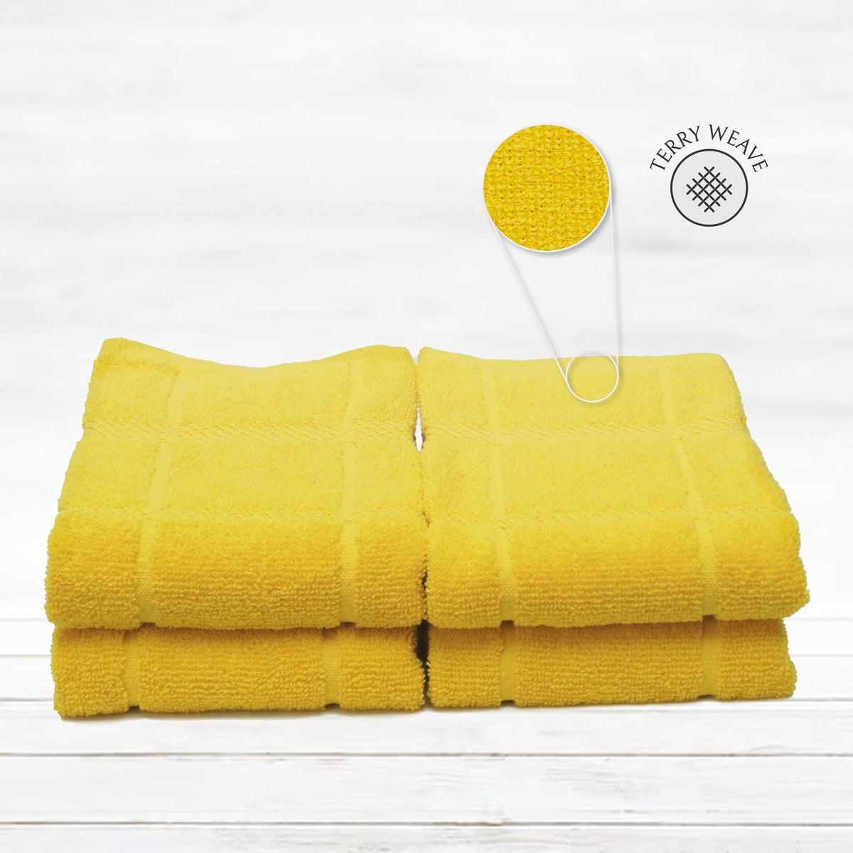 100% Cotton Terry Dish Towels, 4 Pack Plain, 16 x26 Inches, Super Soft and Absorbent Kitchen Towels, Perfect for Kitchen Cleaning and Dish Washing | Yellow