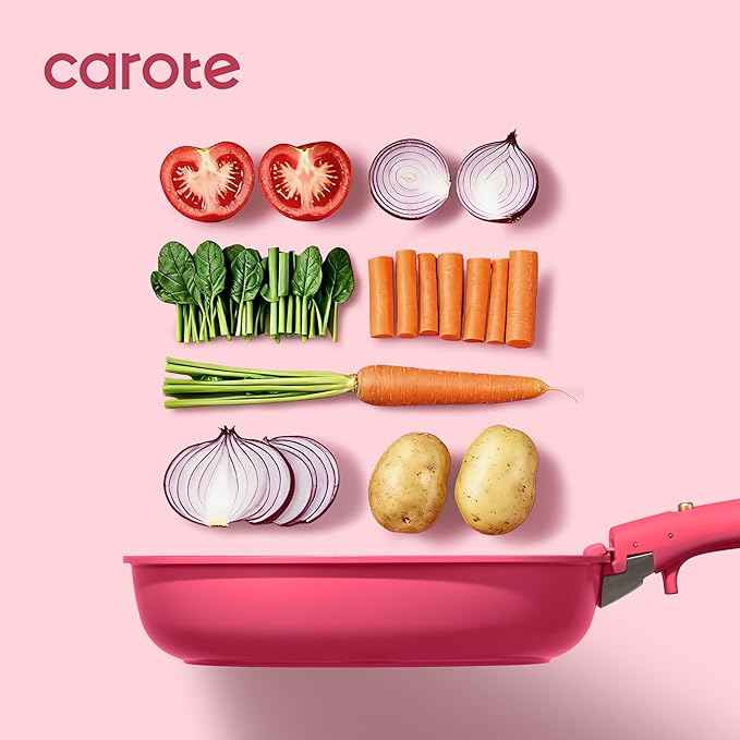 CAROTE 15pcs Pots and Pans Set Non Stick, Cookware Set Non Toxic with Detachable Handle, Induction Kitchen Cooking Set, Dishwasher/Oven Safe, RV/Camping Cookware