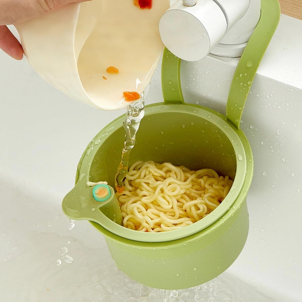 Over-Sink Drying Rack - Faucet Mount Drainer Basket, Rust-Proof Sink Trash Catcher for Kitchen Organization (Yellow)