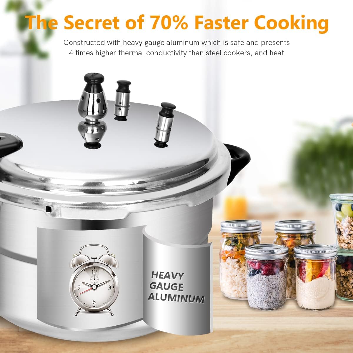5.3 Quart Pressure Cooker, 10 Psi Induction Compatible Pressure Canner w/Multiple Pressure Control & Protection, Canning Rack Included