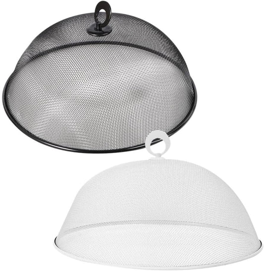 Metal Mesh Food Cover 2pcs Outdoor Mesh Food Tents Dome Screen Plate Cover 30cm Stainless Steel Fruit Fly Nets Picnic Food Umbrella for Table BBQ Camping