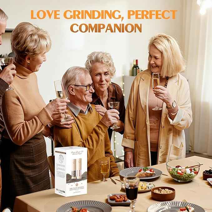 Electric Salt and Pepper Grinder Set Automatic Battery Pepper Mill Shakers Adjustable Coarseness Upgraded Larger Capacity with Led Home and Kitchen Appliances Birthday Gifts for Women Mom