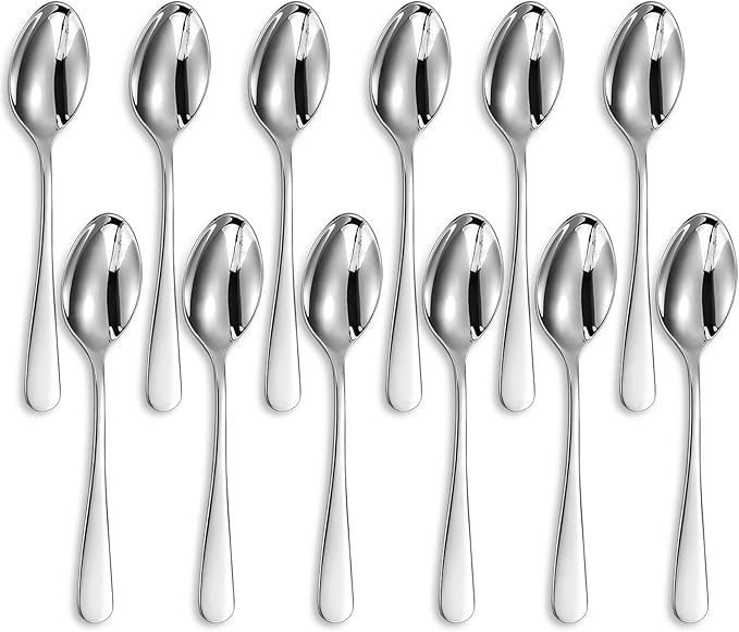 KEAWELL Premium Louise Demitasse Espresso Spoons, 18/10 Stainless Steel Mini Coffee Spoons, Dishwasher Safe (5.6 inches, 12)