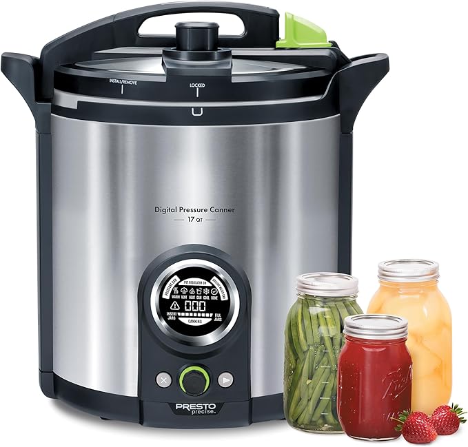 Presto 02152 17-Quart Digital Pressure Canner - Digital Display, Waterbath Capable, 10 Built-In Safety Features, Recipe Book, Stainless Steel