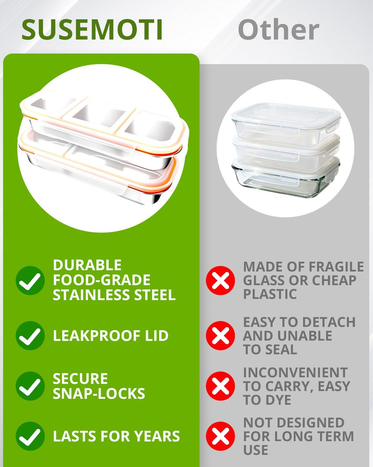 4-Pack Food-Grade Stainless Steel Snack Containers, Multi-Compartment & Leakproof, Ideal for Families & Travel, Stackable, Kid & Adult Bento Storage (4 Pack)