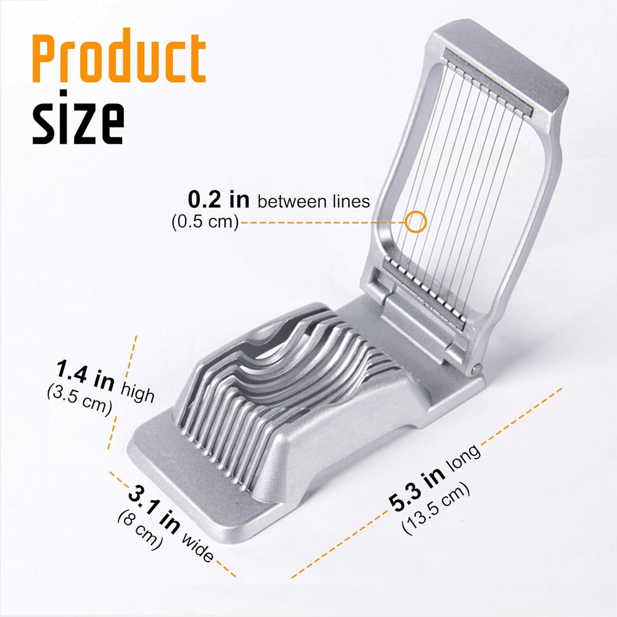 Egg Slicer Heavy Duty Aluminum Stainless Steel Wire Egg Cutter, Multipurpose Egg Dicer for Hard Boiled Eggs, Strawberry, Soft Fruit