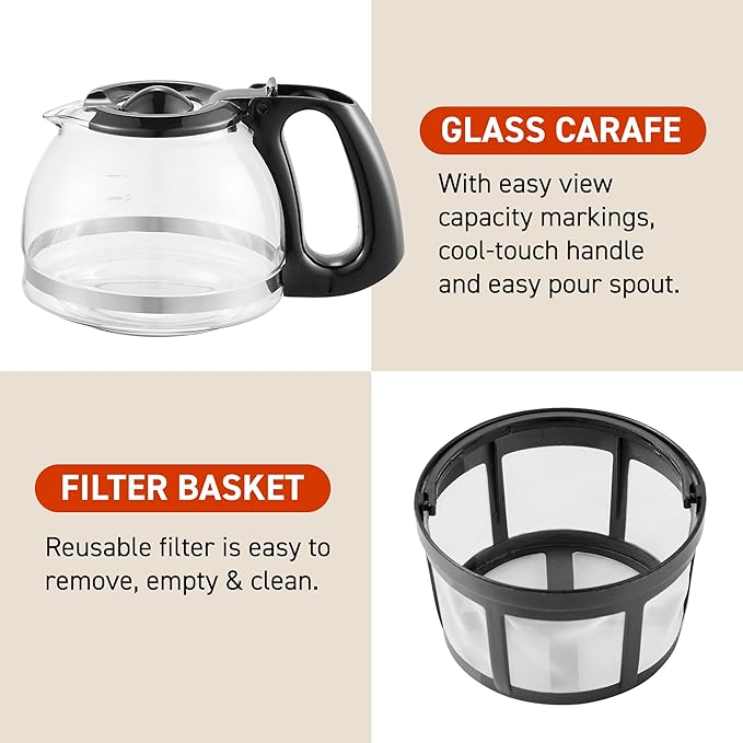 Elite Gourmet EHC4128 Automatic 4-Cup Brew & Drip Coffee Maker with Pause N Serve, Glass Carafe, Reusable Filter, On/Off Switch, Keep Warm, Water Level Indicator, Black
