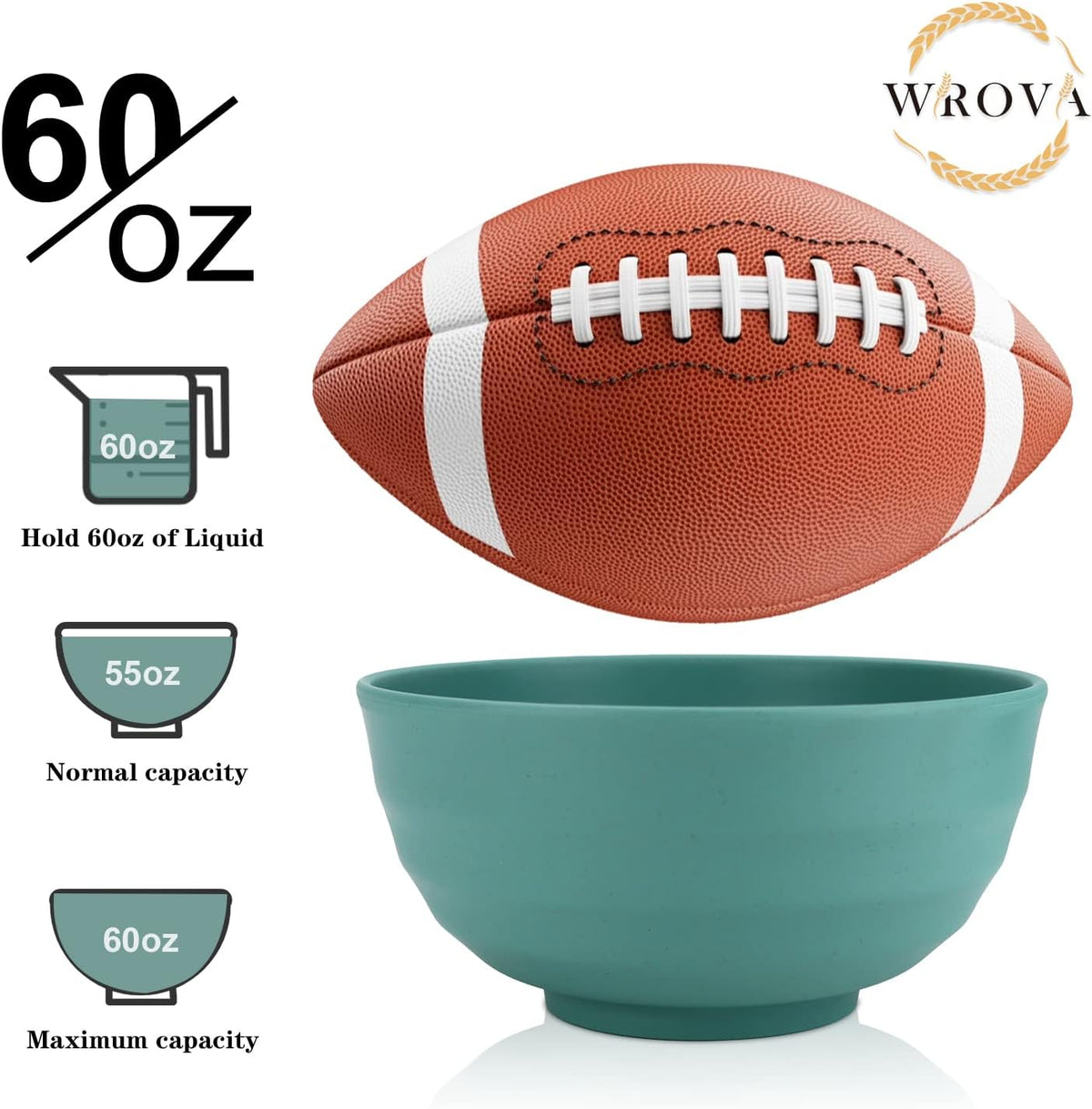 Wheat Straw Bowls Set 60 OZ Unbreakable Large Cereal Set of 6 - Microwave and Dishwasher Safe, Big for Camping and Party - BPA Free Soup Bowl for Serving Oatmeal and Salad - 6 Colors