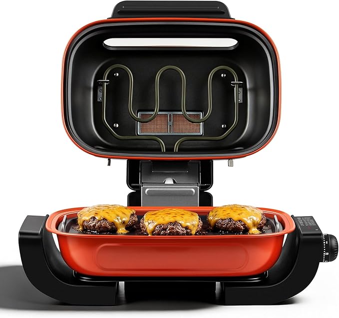 Electric Grill, Techwood 3-in-1 Indoor Grill Fish Roaster, Odor-Free 3-Layer Filter Korean BBQ Grill, Timer Control Knob, Double Sided Heating, Roast, Toast, Grill & More for Parties & Everyday Meals