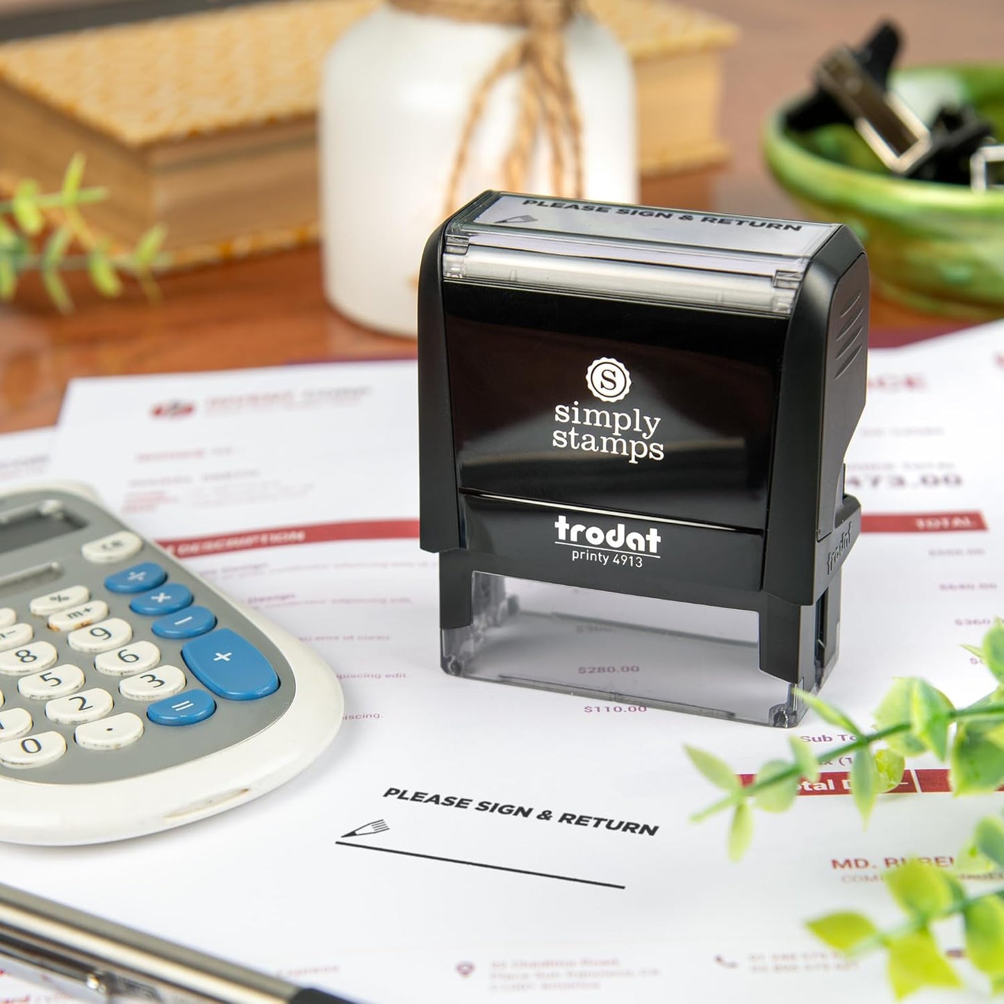 Please Sign & Return Office Stamp | 4 Different Sizes | 20 Designs | Multiple Color Options | Perfect for Quick Validation of Office Documents (Please Sign & Return, Large)