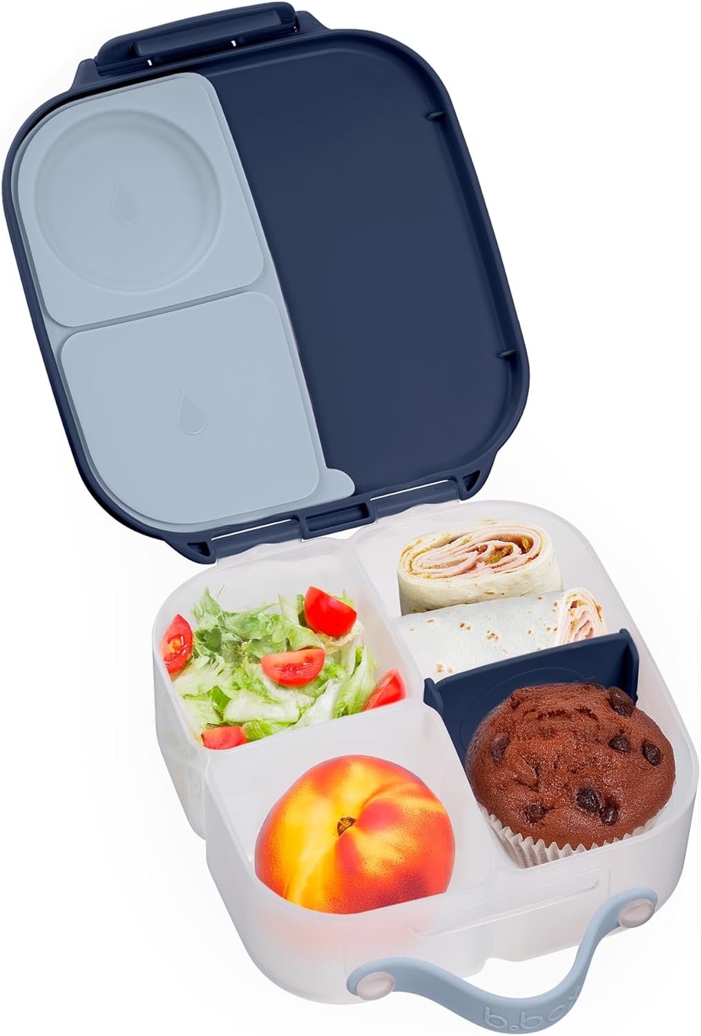 b.box Mini Lunch Box, Bento Box for Kids, Snack Container with 2 Leak Proof Compartments, Reusable Snack Containers with Lids, Kids Lunch Boxes Ages 3+, BPA Free, 4 1/4 Cup Capacity (Midnight)