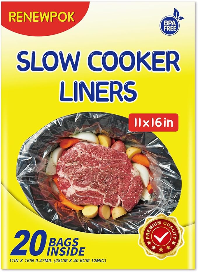 Slow Cooker Liners,1-3 Quart Cooking Bags Small Size 11"x 16", Disposable Slow Cooker Bags Oval For Crock Pot 20PCS
