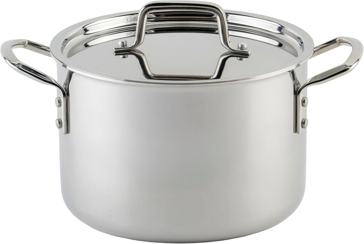 WINCO Tri-Ply Stock Pot, 6-quart-qt-6qt, Silver