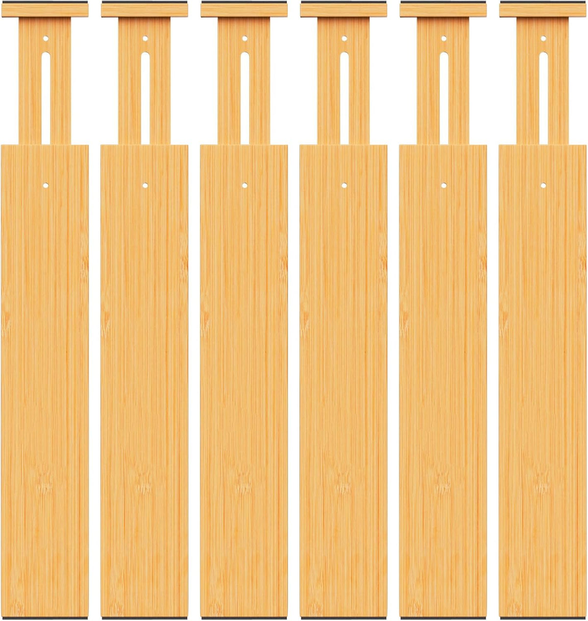 BAMBUROBA Bamboo Drawer Dividers, Adjustable Kitchen Drawer Organizer for Clothes,17-22" Expandable Drawer Organization Separators for Bedroom,Bathroom,Dresser and Office,6-Pack