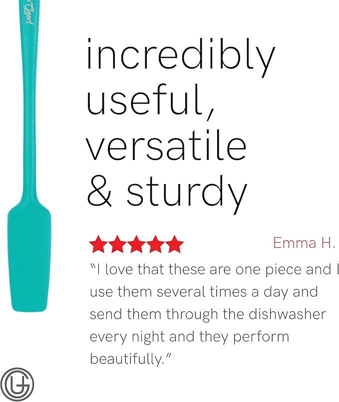 UpGood Silicone Spatula Set 600°F - High Heat Resistant Nonstick, Small and Large Kitchen Spatulas - Flexible BPA Free Professional Grade Cookware - Utensils for Cooking, Baking, Mixing(4 Pcs, Teal)