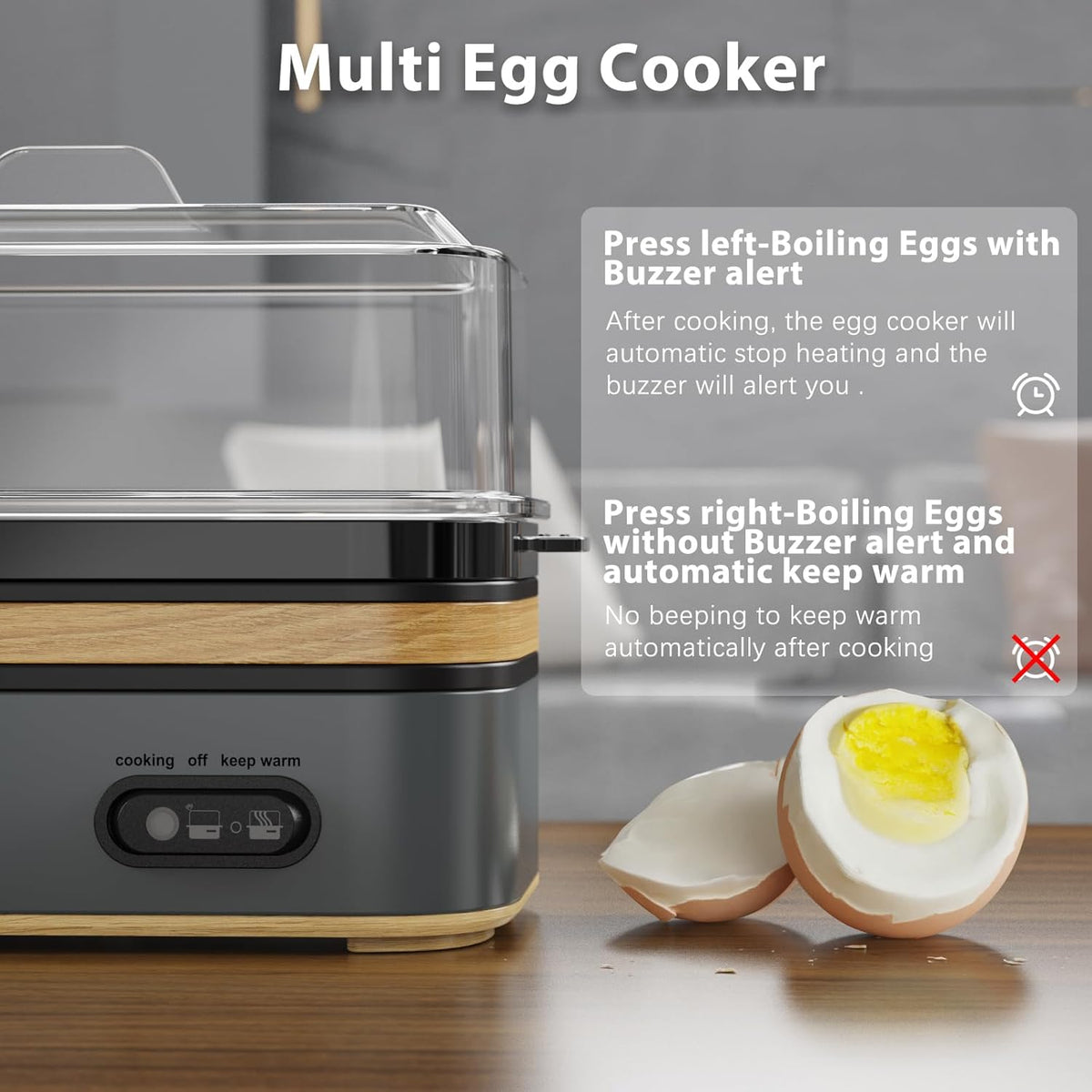 Rapid Egg Cooker Electric 6 Eggs Capacity, Soft, Medium, Hard Boiled, Poacher, Omelet Maker Egg Poacher With Auto Shut-Off, BPA Free