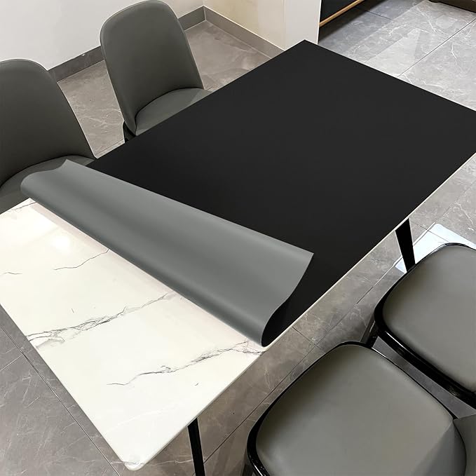 Leather Table Cover,1.8mm Thick,42x60 Inch Table Protector,Table Protector for Dining Room Table,Dining Table Cover,Table Cover Protector,Table Top Cover(Black+Gray,42x60)