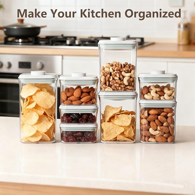 Pop Food Storage Containers Set Large Airtight Food Storage Containers with Pop Lids, Kitchen Pantry Organization and Storage, Cereal, Rice, Flour, Pasta & Snack Container, BPA Free, 2 x 4.2Qt
