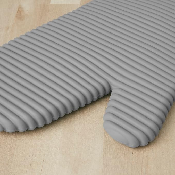 KITCHENAID Ribbed Soft Silicone Oven Mitt 2-Pack Set, 7.5"x13", Grey