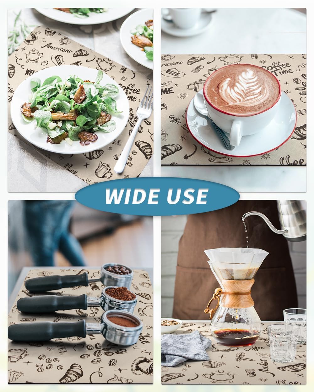 AMOAMI Coffee Mat Hide Stain Rubber Backed Absorbent Dish Drying Mat for Kitchen Counter - Fits Under Coffee Maker & Espresso Machine (17X31.5, MILK TEA)