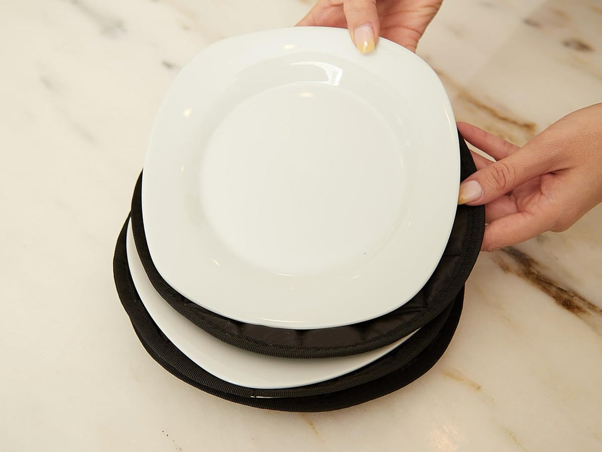 Covermates Keepsakes - Dish Storage - Padded Protection - ID Window - Stain Resistant - Machine Washable - China Storage, Black