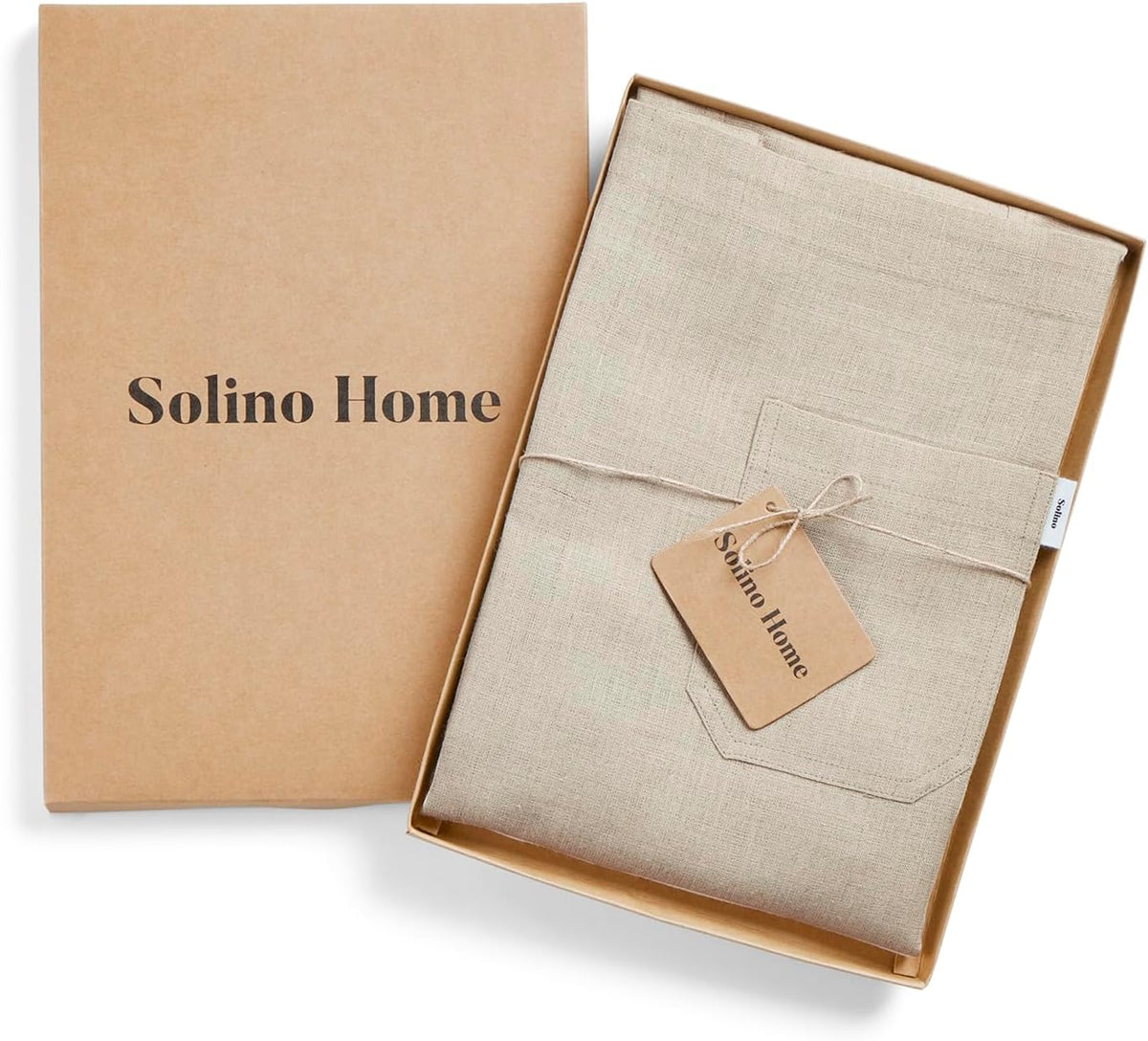 Solino Home Linen Kitchen Apron for Men & Women - Natural Bib Apron with Front Pockets - Handcrafted from European Flax