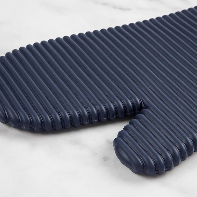 KITCHENAID Ribbed Soft Silicone Oven Mitt 2-Pack Set, 7.5"x13", Ink Blue