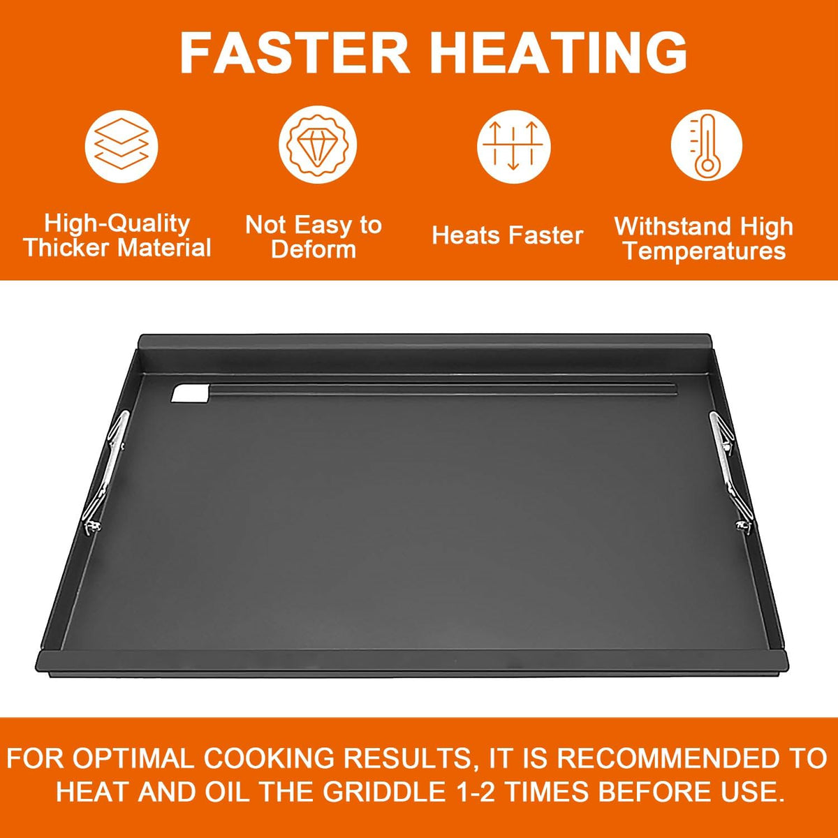 Full-Size Griddle Inserts for Nexgrill Home Depot 6 Burner, Flat Top Griddle with Silicone Handles for Nexgrill 720-0896 720-0896B 720-0896E 720-0896C 720-0898 720-0898A 720-0896BK 720-0896CP Grills