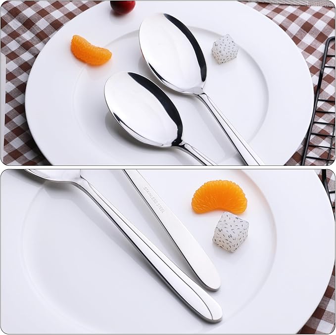 Anbers 8 Pieces Large Serving Spoons, 9.45 Inches, Stainless Steel Catering Serving Spoons