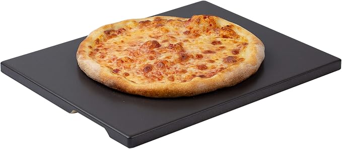 Pizza Stone, Ceramic Coating 15"x12" Rectangular Pizza Stone for Oven Grill BBQ, Easy Clean Bread Baking Stone with Unique Built-in 4 Handle