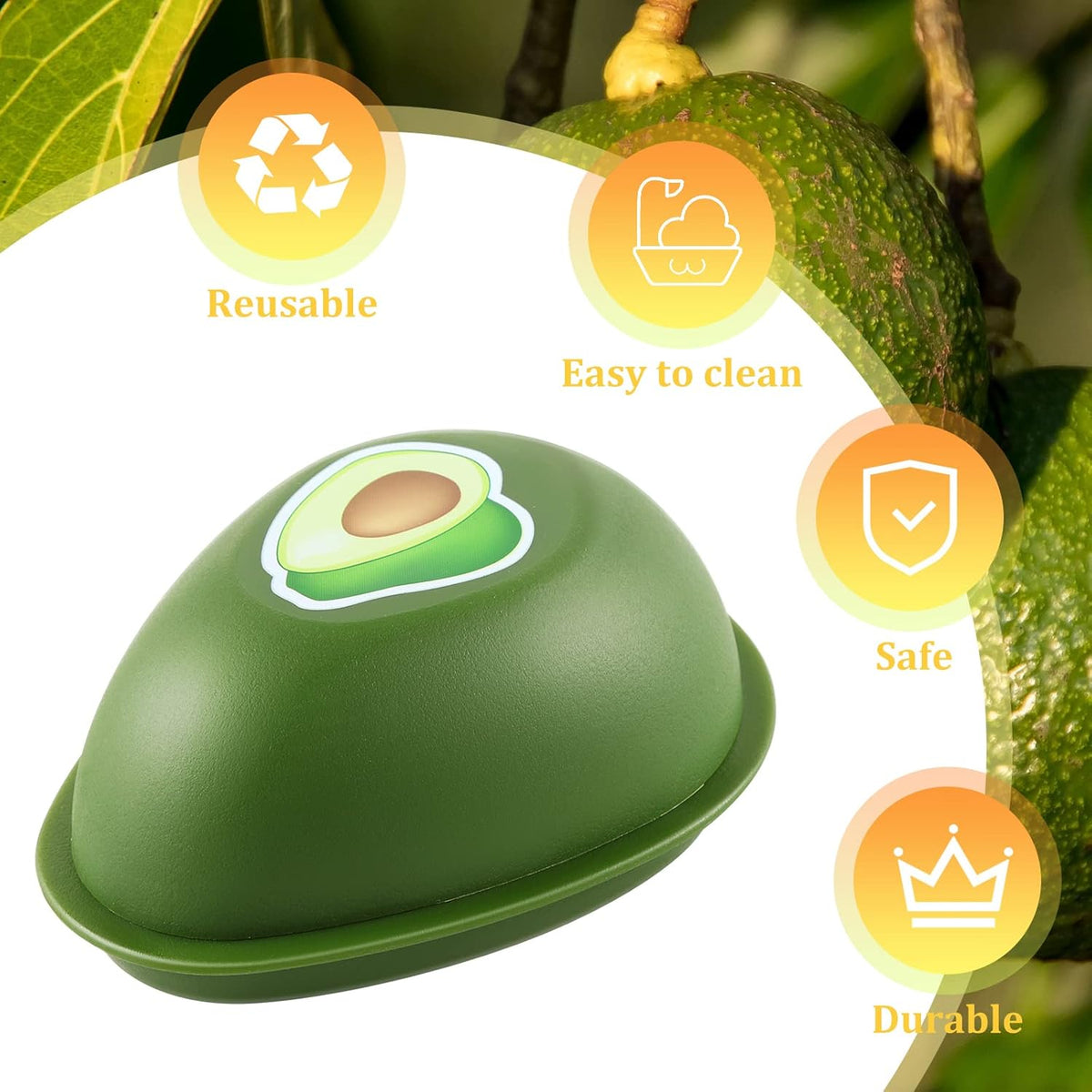 Avocado Storage Containers, Reusable Avocado Keeper for Fridge, Individual Avocado Saver Holder Organizer for Refrigerator to Keep Avocado Fresh