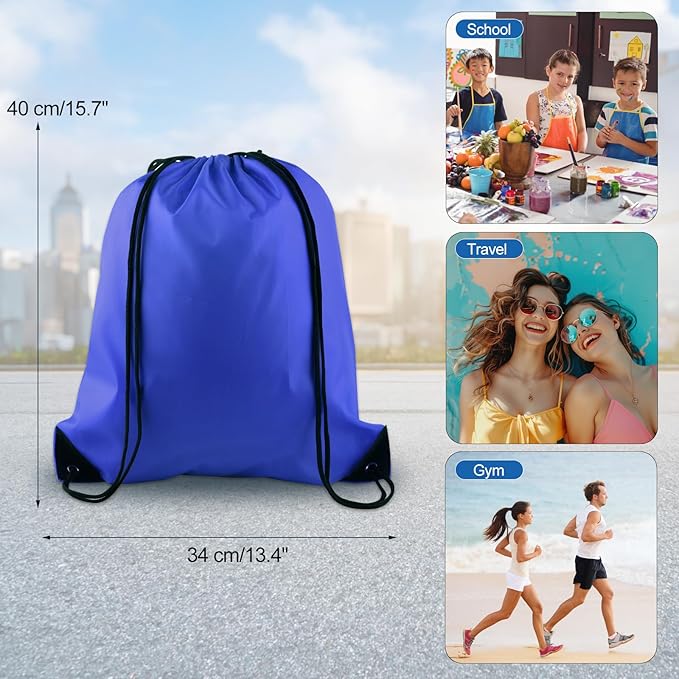 KUUQA 25Pcs Drawstring Backpack Bags String Backpack Sport Bag Sack Cinch Tote Gym Backpack Bulk for Gym Sport Traveling,Royal Blue