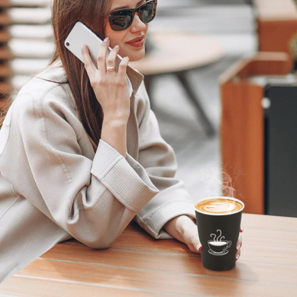 12 oz 210 Pack Paper Coffee Cups, Disposable Black Paper Cups for Hot Drinking, Water, Tea, Used for Cafes, Offices, and Events
