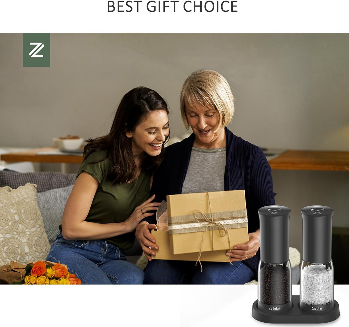 Electric Salt and Pepper Grinder Shakers Set with LED Power Display-Rechargeable-No Battery Needed-Automatic Salt Pepper Mill Grinder,LED Adjustable Coarseness,LED Light,One-Hand Operation
