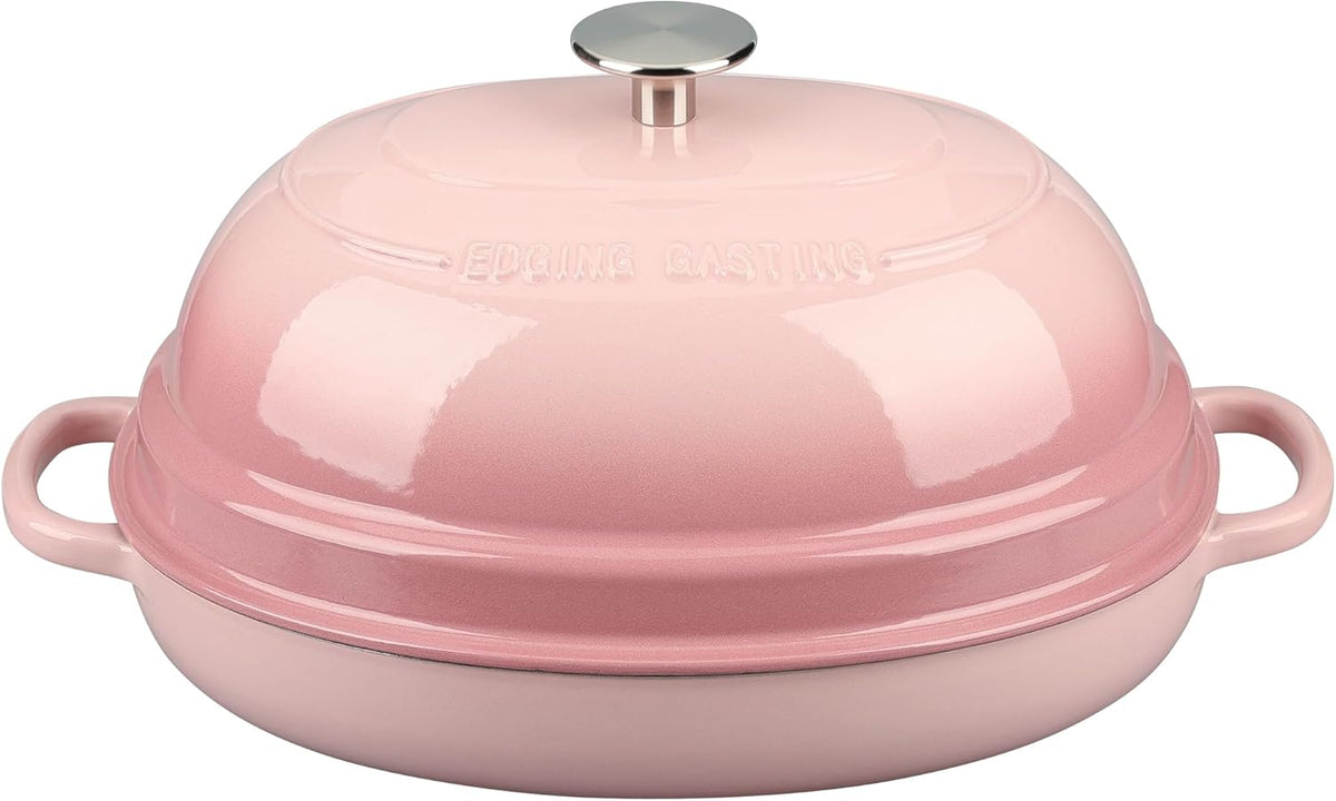 Enameled Oval Cast Iron Dutch Oven Pot with Lid, Bread Dutch Oven for Sourdough Bread Baking, 6QT, Pink