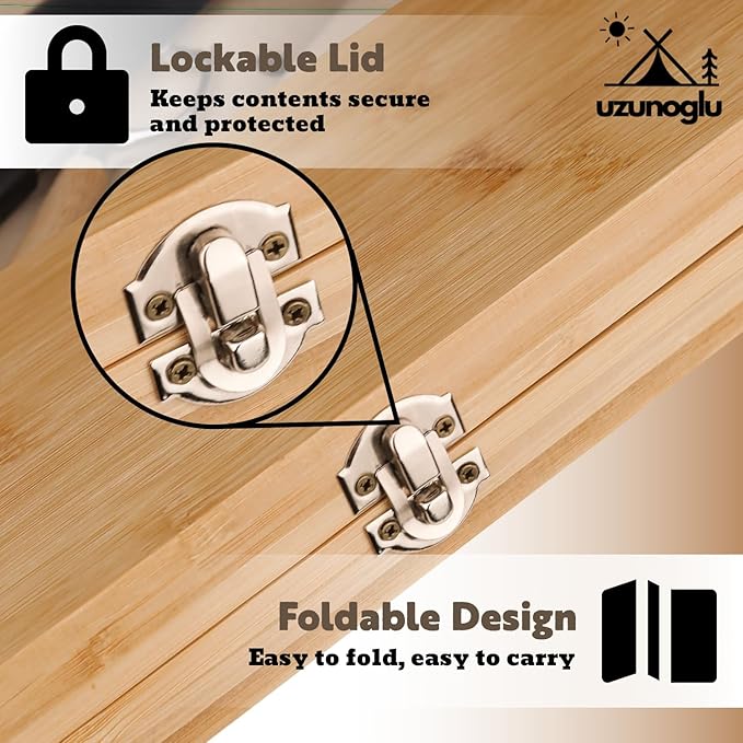 Foldable Bamboo Cutting Board Set - with Knife, Peeler, Bag & Built-in Sharpener – Portable Compact Chopping Board for Camping, Picnic, Travel & Kitchen – Non-Slip, Eco-Friendly, Multi-Purpose Design