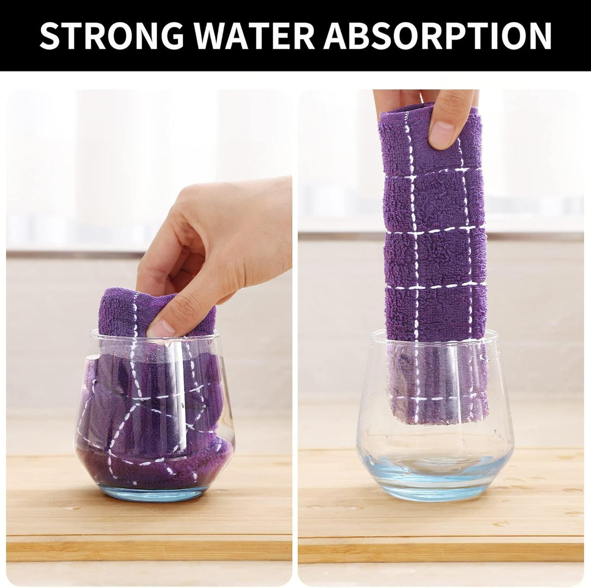 Homaxy 100% Cotton Terry Kitchen Dish Cloths, Ultra Soft and Absorbent Dish Towels for Kitchen, Suitable for Drying and Washing Dishes, 8 Pack, 12 x 12 Inches, Purple