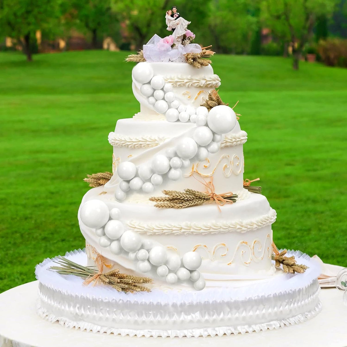 108 Pcs Balls Cake Topper DIY Cupcake Insert Foam Balloons for Cake Baking Wedding Anniversary Birthday Decoration(White,Multi Sizes)