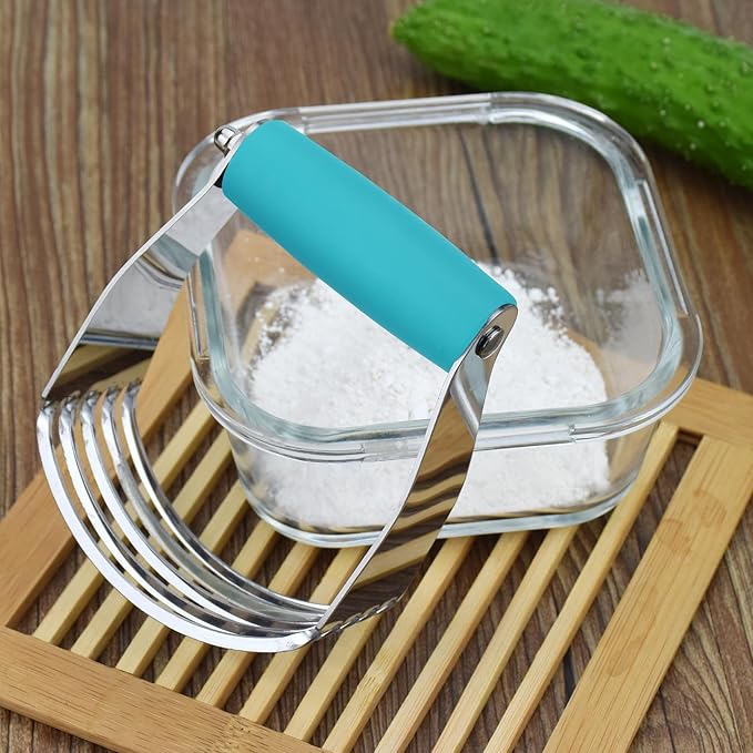 Dough Blender Heavy Duty Pastry Cutter Stainless Steel Butter Cutter Professional Baking Tool For Mixing Flour Butter (Blue)